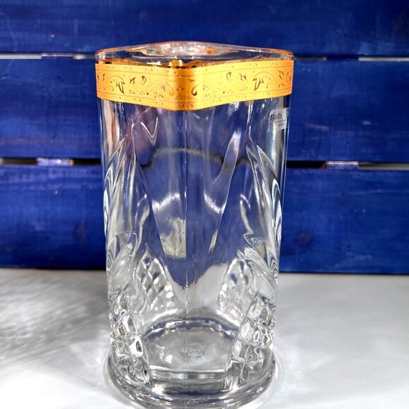 Vintage Studio Crystal By Studio Silversmiths Barware Set With 24kt Gold Rim - Picture 5 of 9